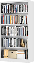OSEILLC Bookcase,5 Tier Bookshelf,55" Tall Free Standing Metal Bookcase with Adjustable Storage Shelves,Wide Bookshelf for Bedroom Living Room Home Office School (White)