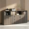 File Cabinet with Password Lock, Wood Lateral Filing Cabinet for Letter/A4 Files, 3 Drawer with Door, Printer Stand with Open Shelves for Home Office
