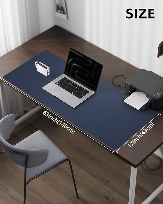 Extra Large Desk Mat - 63"x 17" Non-Slip Desk Pad for Office and Home - Ideal for Large Mouse Pad and Desk Mats on Top of Desks(Midnight Blue)