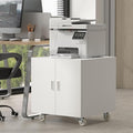 Metal Printer Stand, Rolling Table for Printers, Large Printers Table with Storage, Office Printer Stand for Copier, Fax, Heavy Duty Stands with Shelf for School, Workplace, White