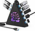 7-Port USB 3.0 Hub, Vertical USB Hub Splitter with RGB Lighting, 5Gbps High-Speed Data Transfer and 2FT Extension Cable, Compatible with Laptop, PC, Desktop, MacBook, PS5, Xbox, Flash Drive