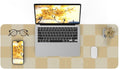 AFIING Leather Desk Mat, 31.5"x12", White Grey | Waterproof PU Leather, Non-Slip Mouse Pad, Aesthetic Desk Decor, For Home Office & Study