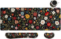 MIBITRI Keyboard Mouse Pad Set, Extended Gaming Mouse Pad+Ergonomics Keyboard Wrist Rest Support, Memory Foam, Easy Typing Pain Relief, 4Pcs XXL Ultra Thick Desk Mat, Red Florals