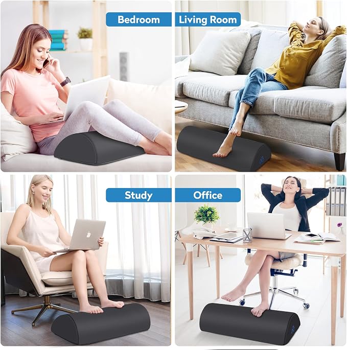StepLively Foot Rest Ergonomic Pillow for Under Desk at Work, Anti-Fatigue Footrest Support Pillow for Fatigue & Pain Relief, Comfortable for Office Chair, Car Seat & Gaming Chair - Grey, Large
