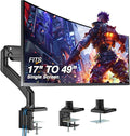 AVLT Single 17"-49" Super Ultrawide Monitor Arm Desk Mount for Screens up to 50 lbs, Premium Aluminum Stand, Adjustable Pneumatic Height, Full Motion Swivel Tilt Rotation, USB 3.0 & AUX Ports, Black
