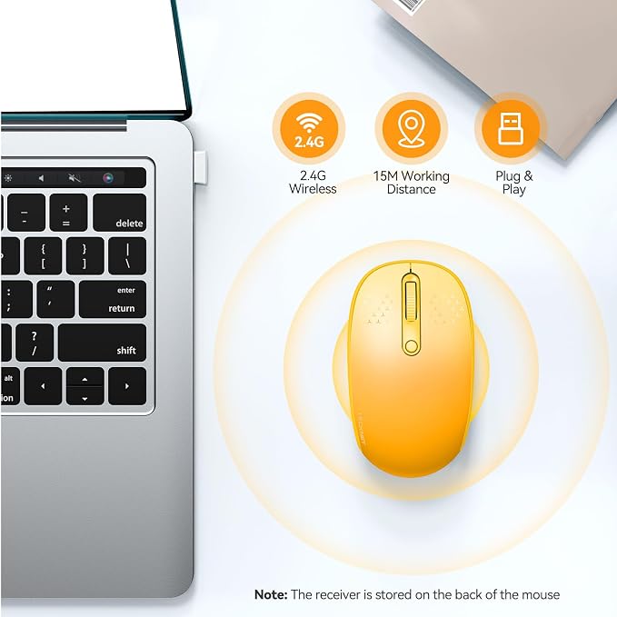 TECKNET Wireless Mouse, 2.4G Quiet Computer Mouse with USB Receiver, 4 Buttons Portable Cordless Mice for Chromebook, Laptop, PC, Mac, 800/1200/1600 DPI