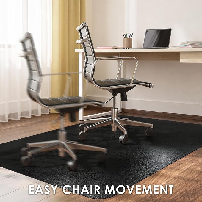 Kuyal Chair mat for Hardwood Floor 46 x 72 inches Rectangle Floor Mats Wood/Tile Protection Mat for Office & Home, Black