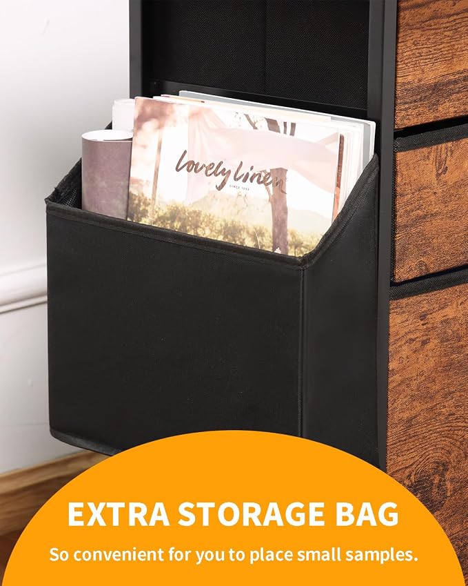 KATHY&BOB Printer Stand with 3 Fabric Drawer, Mobile File Cabinet for Home Office with Storage Bag, Rolling Under Desk Organizer Shelf, Fits A4 or Letter Size, Complete Top Plate Fast Assembly