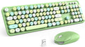 KNOWSQT Wireless Keyboard and Mouse Combo, Green 104 Keys Full-Sized 2.4 GHz Round Keycap Colorful Keyboards, USB Receiver Plug and Play, for Windows, Mac, PC, Laptop, Desktop
