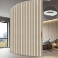 ILRON Accordion Folding Room Partition with Ceiling Track - Retractable Room Divider Curtain, Effortless Setup(Beige 180" W x 108" L-Pack of 1)