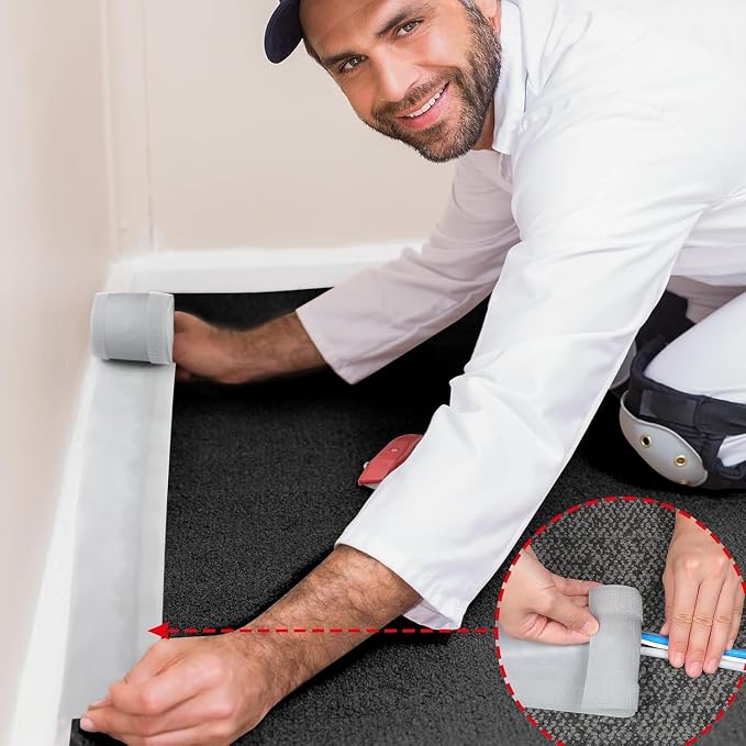 WILLBOND Carpet Cord Cover Cable Protector Floor Cover Cable Protector Management Only for Commercial Office Carpet(98.43 ft,Grey)