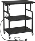 YAOHUOO 3 Tier Large Printer Stand with Power Outlet/Adjustable Shelf | 23.6"x19.6" Large Top,Fit 2-3 printers,Rolling Cart with Wheels,Table for Home Office,Fit 3D Printer/Heat Press/Laser,Black