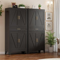 Metal Storage Cabinets with Drawer, 71" Filing Cabinet with 4 Adjustable Shelves & 4 Doors, Modern Abstract Rhombus Geometric Design File Cabinet for Home,Office,Garage,Shop,School, Black