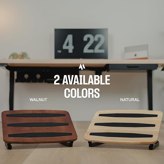 Adjustable Under Desk Foot Stool - Ergonomic Foot Rest with 7 Angles - Walnut