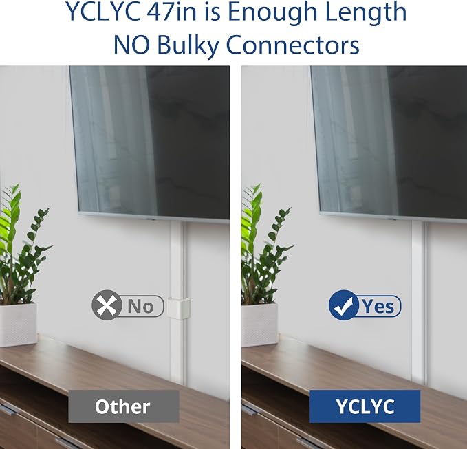 47in(3 x L15.7in) TV Cord Hider, YCLYC Cord Hider for Wall Mount TV, Large Cable Hider, Paintable Wire Covers for Cords, Cable Management Cord Organizer, Wire Hiders for TV on Wall W2 x H0.7in, Beige