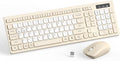 Silent Wireless Keyboard and Mouse Combo, Full-Sized Wireless Keyboard and Adjustable DPI Mouse, 2.4GHz USB Receiver, Keyboard and Mouse for PC, Windows, MAC, Desktop, Laptop(Latte-Color B)
