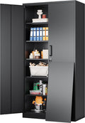 SISESOL Wide & Deep Metal Storage Cabinet with 2 Doors and 5 Adjustable Shelves,72x36x18 Garage Storage Cabinet,Tall Black Locking Metal Cabinets with Lock,Steel Locked Cabinets for Home,Office,Garage