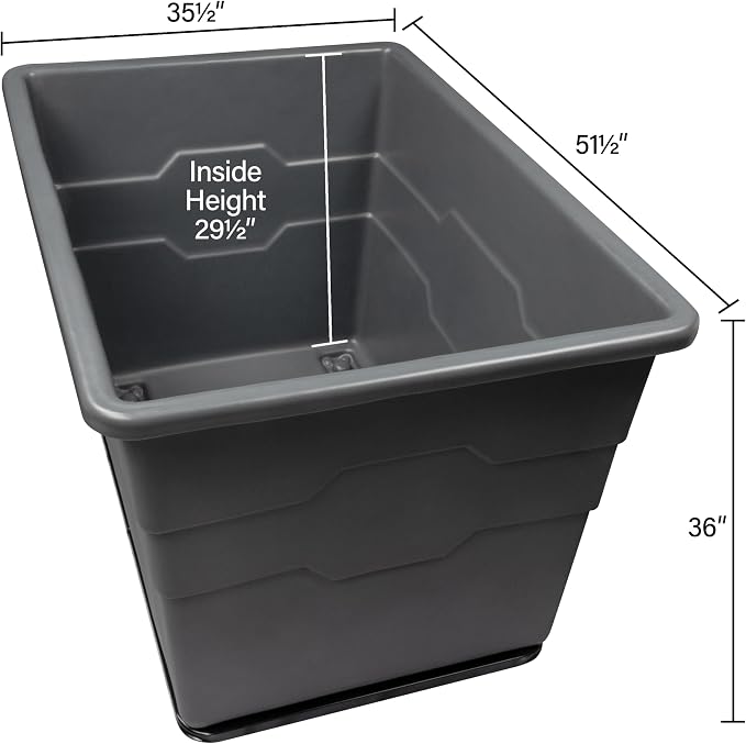 ReadySpace Commercial 20 Bushel Utility Cart with Steel Base, Poly Box Basket Truck, Laundry Cart, and Rolling Trash Bin, 51.5-Inch x 35.5-Inch x 36-Inch, 1000 Pound Weight Capacity, Red