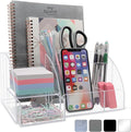 My Space Organizers Clear Acrylic Desk Oganizer, 9 Compartments, Office Supplies and Desk Accessories Organizer, Home Decor Desktop Organizer (Clear)