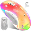 memzuoix 2.4G LED Wireless Mouse, Rechargeable Ergonomic Mouse with Detachable Cover, 1400 DPI Portable Optical Computer Mouse with USB Receiver for Laptop, PC, Desktop and MacBook, 5 Buttons