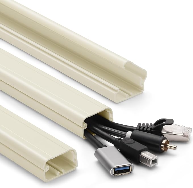 39in Cord Covers for Wires on Wall, YCLYC Wall Cord Cover, Large TV Cable Hider Wall Kit, Beige TV Cord Hider for Wall Mounted TV, Electrical Cable Raceway Cord Organizer, 3 X L13in W1.2 H0.7