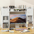 ELECWISH Desktop Bookshelf, Desk Hutch with Drawer for Computer Desk, 45.3" 8-Tier Adjustable Desktop Shelf Organizer with Pegboard for Home Office, Oak