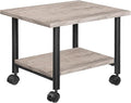 HOOBRO Printer Stand, 2-Tier Industrial Under Desk Printer Cart with Shelf, Mobile Heavy Duty Storage Rack on Wheels for Home, Office, Grey and Black BG02PS01G1