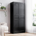 Yizosh Metal Storage Cabinet with 2 Doors and 5 Adjustable Shelves - 71" Black Kitchen Pantry Storage Cabinet, 5-Tier Tall Steel Cabinet Locker for Kitchen, Living Room, Dining Room