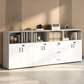 File Cabinet with Password Lock, Wood Lateral Filing Cabinet for Letter/A4 Files, 3 Drawer with Door, Printer Stand with Open Shelves for Home Office