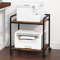21"x15.8" Large Printer Stand with Storage, 2-Tier Under Desk Printer Table, Rolling Printer Cart with Lockable Wheels for Home, Office (Brown)