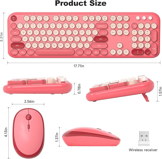 Dilter Wireless Keyboard Mouse Combo, Typewriter Full Size Keyboard with Number Pad and 2 in 1 USB Connected Mouse for Windows 7/8/10, Laptop, Desktop, PC, Computer
