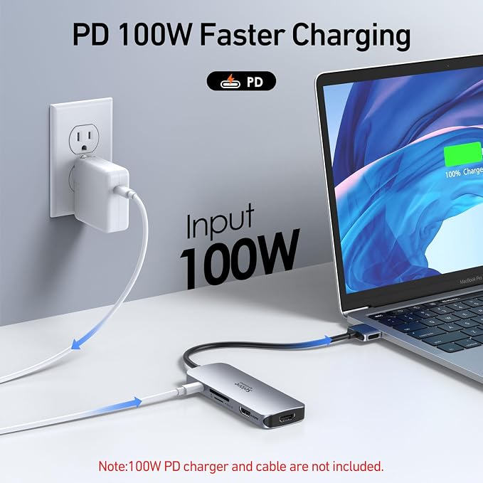 Selore Docking Station for MacBook Pro Air, USB C Hub for MacBook,Dual HDMI Adapter for USB for MacBook,Docking Station Dual Monitor for MacBook Pro Air with Dual HDMI,USB C,2 USB A,PD,SD/TF Reader