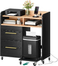 YITAHOME File Cabinet with Charging Station, Printer Table Cabinet for Home Office, Printer Stand Cart, Fits A4, Letter, Legal Size Files, Office Furniture, Black
