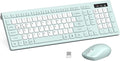 Silent Keyboard and Mouse Combo Wireless,ful-Sized Wireless Keyboard and Adjustable DPI Mouse, 2.4GHz USB Receiver, Keyboard and Mouse for PC, Windows, MAC, Desktop, Laptop (Mint Green-B)