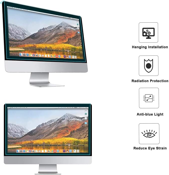 MOSISO 25-27 inch Computer Blue Light Blocking Screen Protector Anti-UV Eye Protection Filter Film Panel for Diagonal 25,25.5,26.5,27 inch 16:9 Widescreen Desktop PC LED Monitor(25x16.34 inch/LxW)