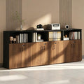 File Cabinet with Password Lock, Wood Lateral Filing Cabinet for Letter/A4 Files, 3 Drawer with Door, Printer Stand with Open Shelves for Home Office