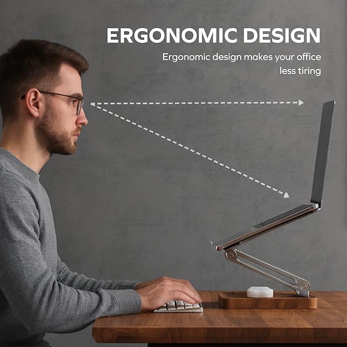 muso wood Laptop Stand for Desk, Laptop Riser with Walnut Storage Base, Adjustable Laptop Stand, Ergonomic Wooden Laptop Ventilated Stand for 10 to 17.3 Inches Notebook PC Computer