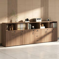 File Cabinet with Password Lock, Wood Lateral Filing Cabinet for Letter/A4 Files, 3 Drawer with Door, Printer Stand with Open Shelves for Home Office