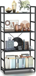 NUMENN 4 Tier Bookshelf, Tall Bookcase Shelf Storage Organizer, Modern Book Shelf for Bedroom, Living Room and Home Office, Black