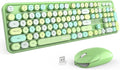 MOFII Wireless Keyboard and Mouse Combo, 2.4Ghz USB Full Size Typewriter Keyboard with Number Pad and Sport Car Mouse for PC Computer Desktop Windows (Green Colorful)
