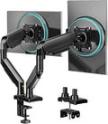 Dual Monitor Stand, Adjustable Monitor Desk Mount for 17″–32″ Computer Screens, Full Motion VESA 75x75/100x100 with C-Clamp & Grommet Aluminum Base, Each Arm Holds 4.4 to 20 lbs AX09DB201