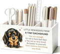 Positive Dachshund Pen Pencil Holder Desk Decor Gifts for Women | Cute Dachshund Inspirational Pen Pencil Wooden Organizer Office Desk Accessories Decor for Dorm Room Bedroom Tabletop