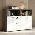 File Cabinet with Password Lock, Wood Lateral Filing Cabinet for Letter/A4 Files, 3 Drawer with Door, Printer Stand with Open Shelves for Home Office