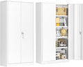 INTERGREAT Metal Lockable Storage Cabinet, 72” H Storage Cabinet with 2 Doors and 4 Adjustable Shelves for Office, Home, Garage, Pantry (Assembly Required, 18”D, White)