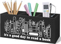 Black Wooden Pen Pencil Bookmark Holder Decor for Desk, Book Club Gifts It's a Good Day to Read a Book Wood Makeup Brush Toothbrush Holder Organizer for Reading Corner Bedroom