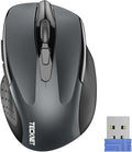 TECKNET Wireless Mouse, 2.4G Ergonomic Optical Mouse, Computer Mouse for Laptop, PC, Computer, Chromebook, Notebook, 6 Buttons, 24 Months Battery Life, 2600 DPI, 5 Adjustment Levels - Grey