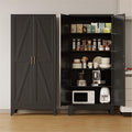 COFaR 71'' Tall Metal Storage Cabinet, Farmhouse Kitchen Pantry Cabinet with Doors and 4 Adjustable Shelves, Black Metal Cabinets for Garage, Kitchen, Bathroom, Laundry, 5-Tier