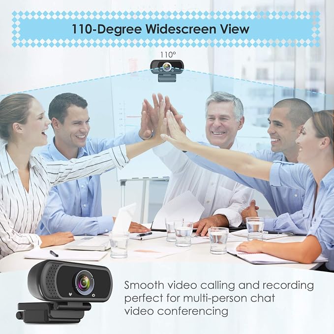 ToLuLu 1080P Webcam with Microphone, HD Webcam Web Camera with Tripod Stand, Widescreen USB Computer Camera, Streaming Mic Web cam for Online Calling/Conferencing,Facetime/YouTube Desktop Laptop PC