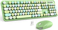 MOFII Wireless Keyboard and Mouse Combo, Retro Green 2.4GHz Full Size Colorful Keyboards with Round Keycaps, Cute Wireless Mouse for Laptop, PC, Chromebook, Smart TV, Computer, Windows
