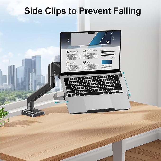 MOUNT PRO Laptop Arm Mount for Desk, 2 in 1 Function Monitor Laptop Stand, Fits Max 17" Notebook and 32" Computer Screen, Aluminum Single Monitor Holder with Adjustable Tray, Holds up to 22lbs